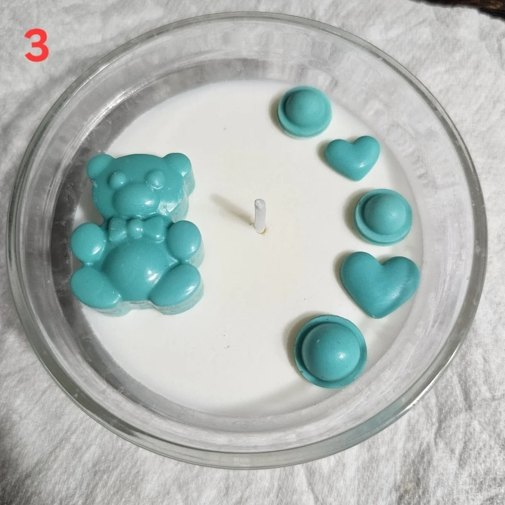6 Handmade Teal Green Baby Shower Gender Reveal Scented Candle Party Giveaways